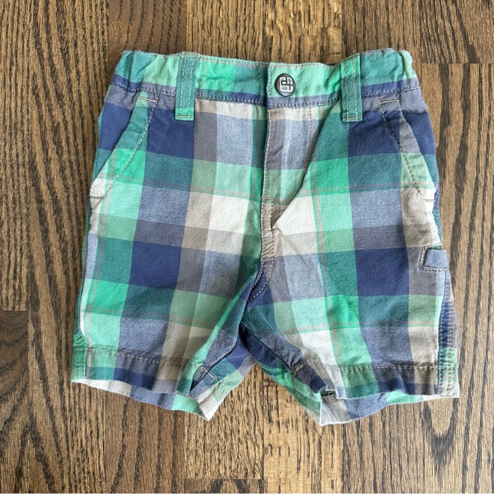 Did Too Nordstrom Blue Green Plaid Shorts 9M 5 Pocket Baby